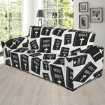 Black And White Holy Bible Pattern Print Sofa Slipcover