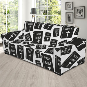 Black And White Holy Bible Pattern Print Sofa Slipcover