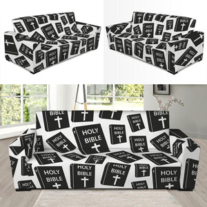 Black And White Holy Bible Pattern Print Sofa Slipcover