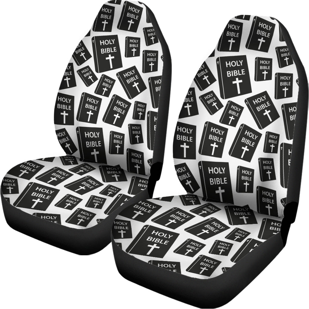 Black And White Holy Bible Pattern Print Universal Fit Car Seat Covers