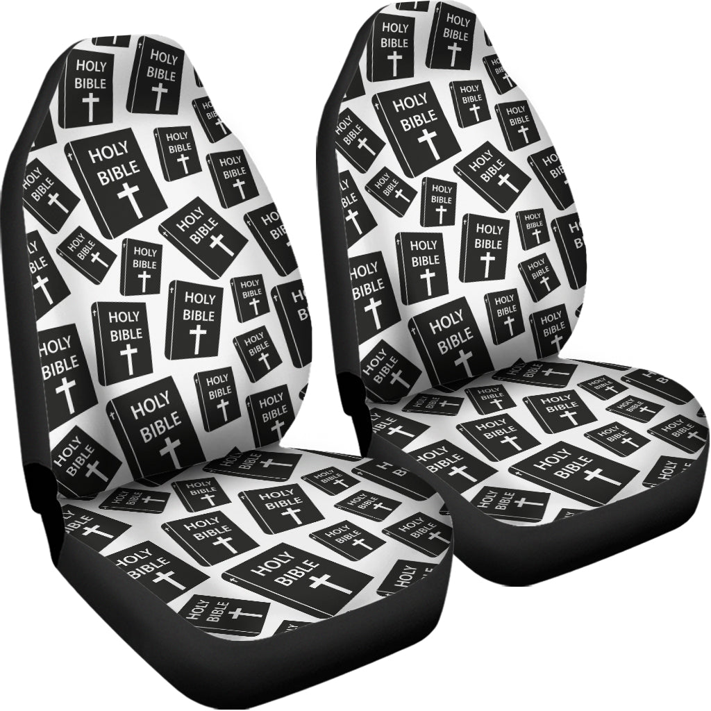 Black And White Holy Bible Pattern Print Universal Fit Car Seat Covers