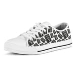 Black And White Holy Bible Pattern Print White Low Top Shoes