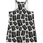 Black And White Holy Bible Pattern Print Women's Racerback Tank Top