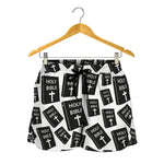 Black And White Holy Bible Pattern Print Women's Shorts