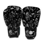 Black And White Horse Pattern Print Boxing Gloves