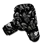 Black And White Horse Pattern Print Boxing Gloves