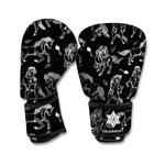 Black And White Horse Pattern Print Boxing Gloves