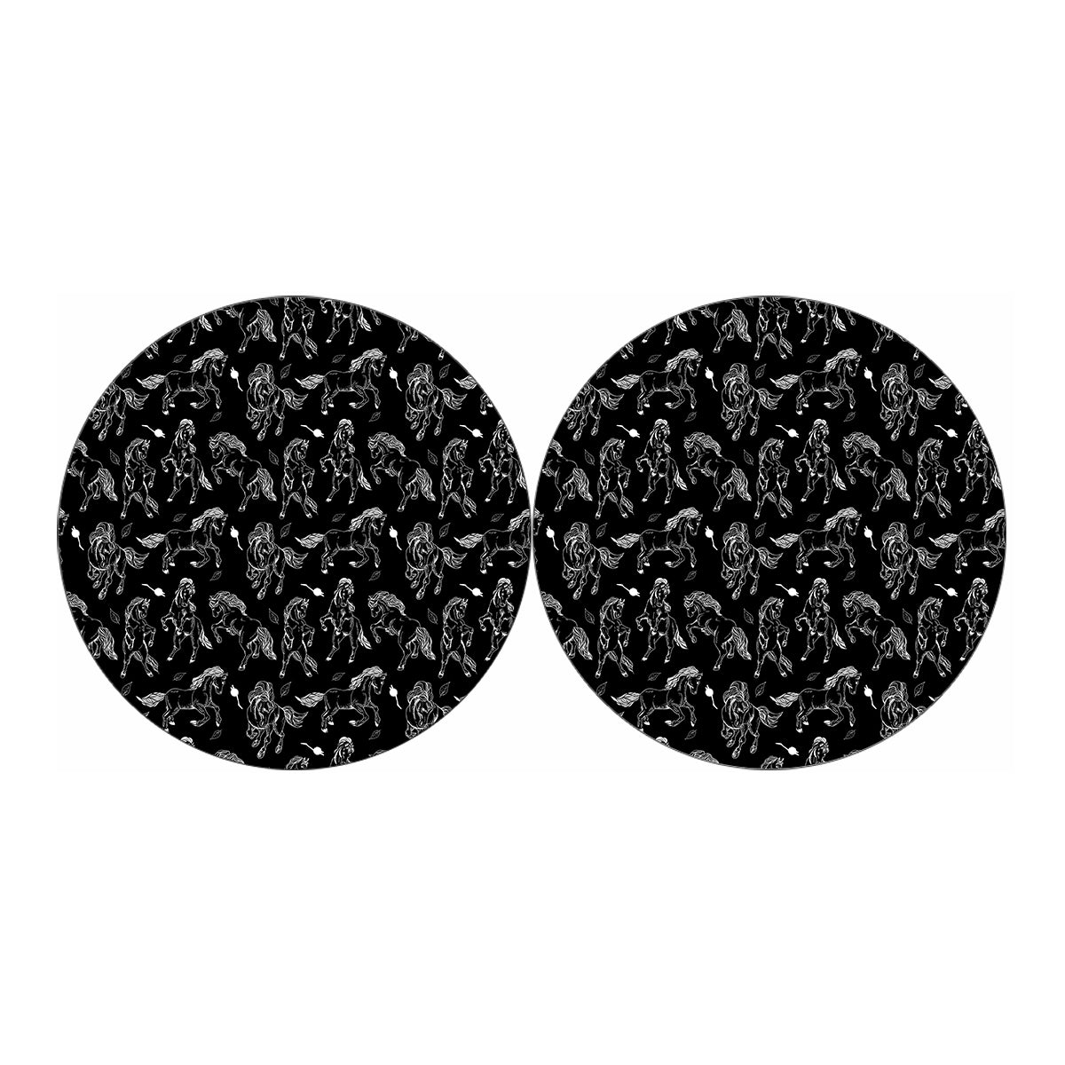 Black And White Horse Pattern Print Car Coasters