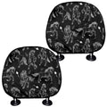 Black And White Horse Pattern Print Car Headrest Covers