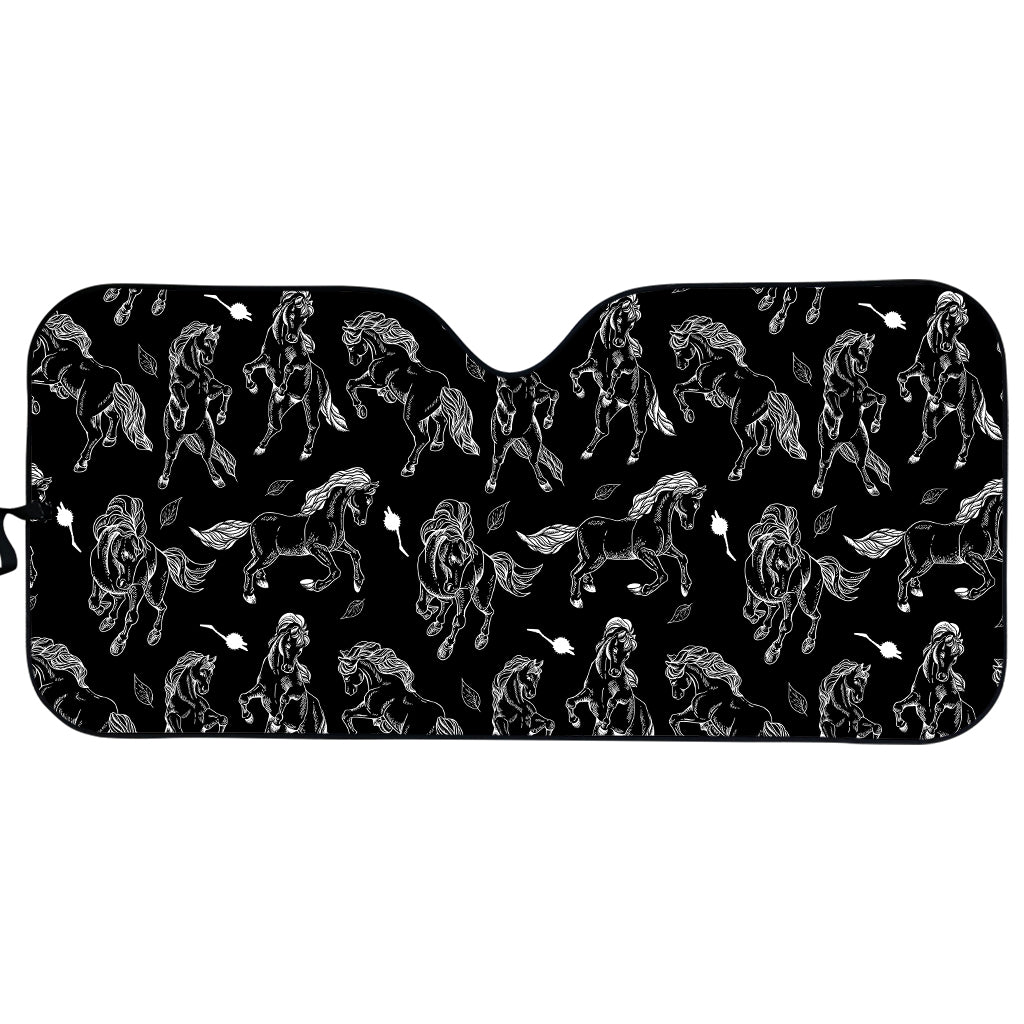 Black And White Horse Pattern Print Car Sun Shade