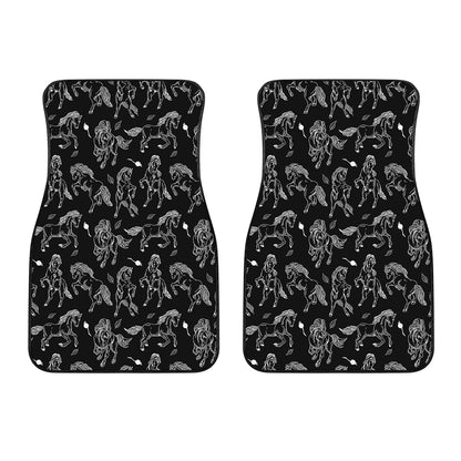 Black And White Horse Pattern Print Front Car Floor Mats