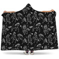 Black And White Horse Pattern Print Hooded Blanket