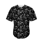 Black And White Horse Pattern Print Men's Baseball Jersey