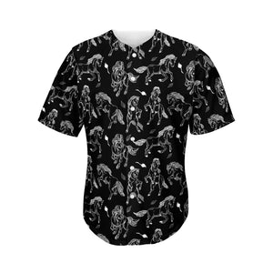 Black And White Horse Pattern Print Men's Baseball Jersey