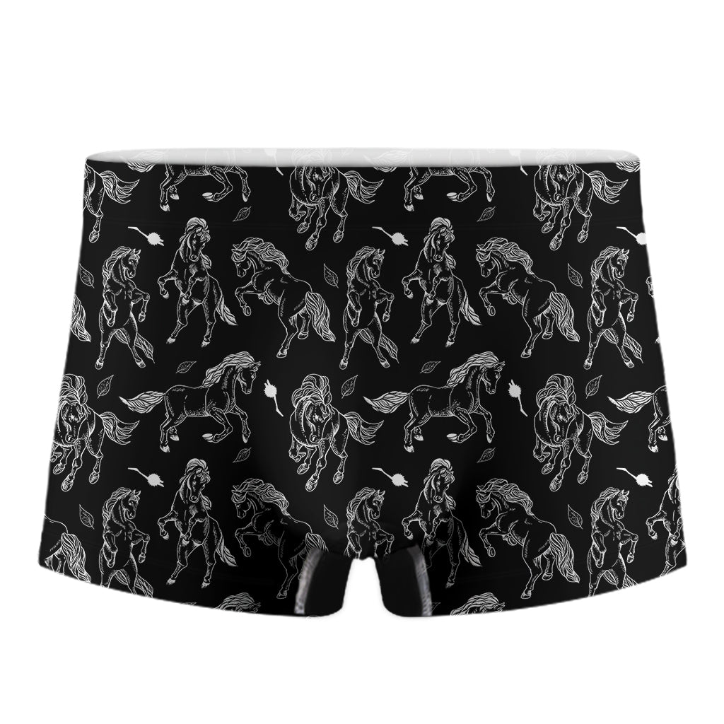 Black And White Horse Pattern Print Men's Boxer Briefs