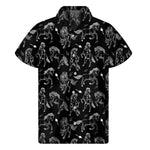 Black And White Horse Pattern Print Men's Short Sleeve Shirt