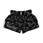 Black And White Horse Pattern Print Muay Thai Boxing Shorts