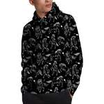 Black And White Horse Pattern Print Pullover Hoodie