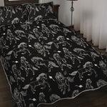 Black And White Horse Pattern Print Quilt Bed Set
