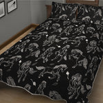 Black And White Horse Pattern Print Quilt Bed Set