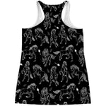 Black And White Horse Pattern Print Women's Racerback Tank Top