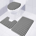 Black And White Houndstooth Print 3 Piece Bath Mat Set