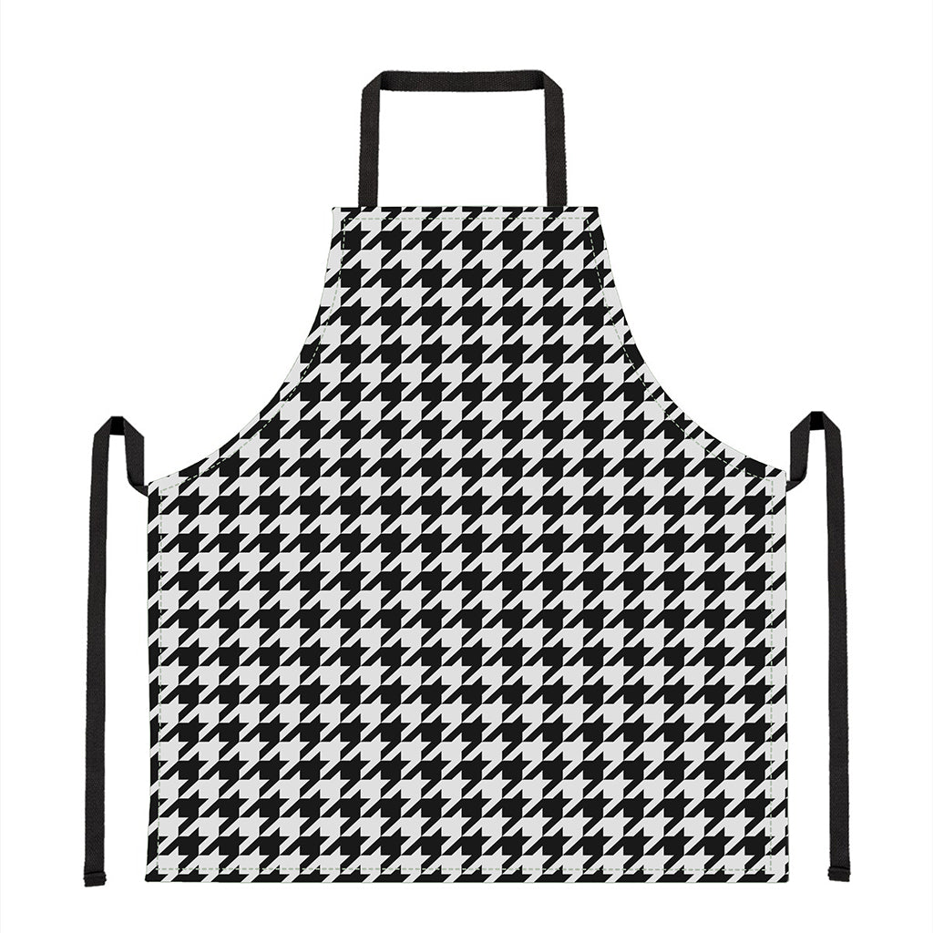 Black And White Houndstooth Print Apron