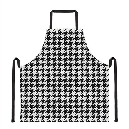 Black And White Houndstooth Print Apron