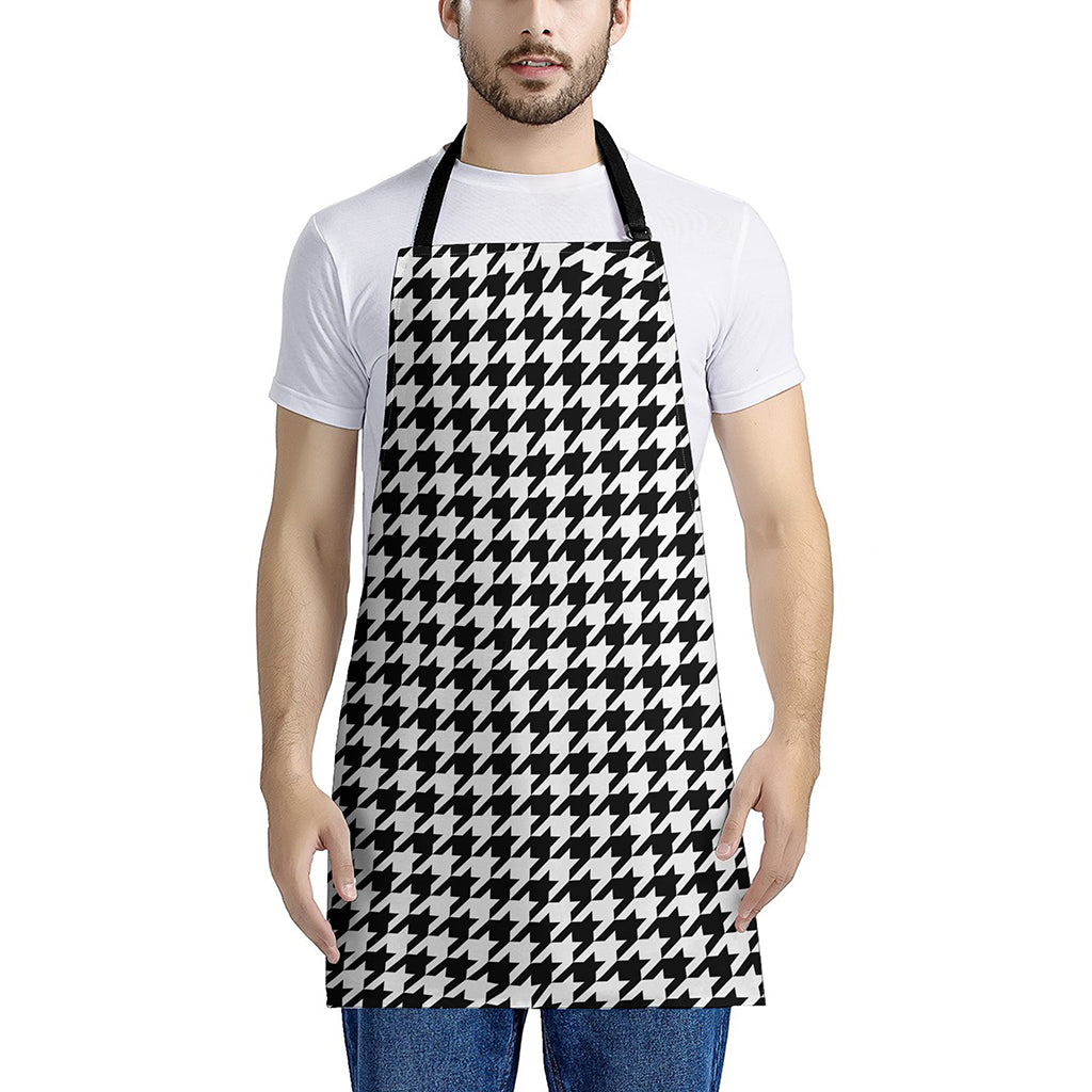 Black And White Houndstooth Print Apron