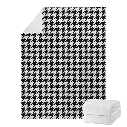 Black And White Houndstooth Print Blanket