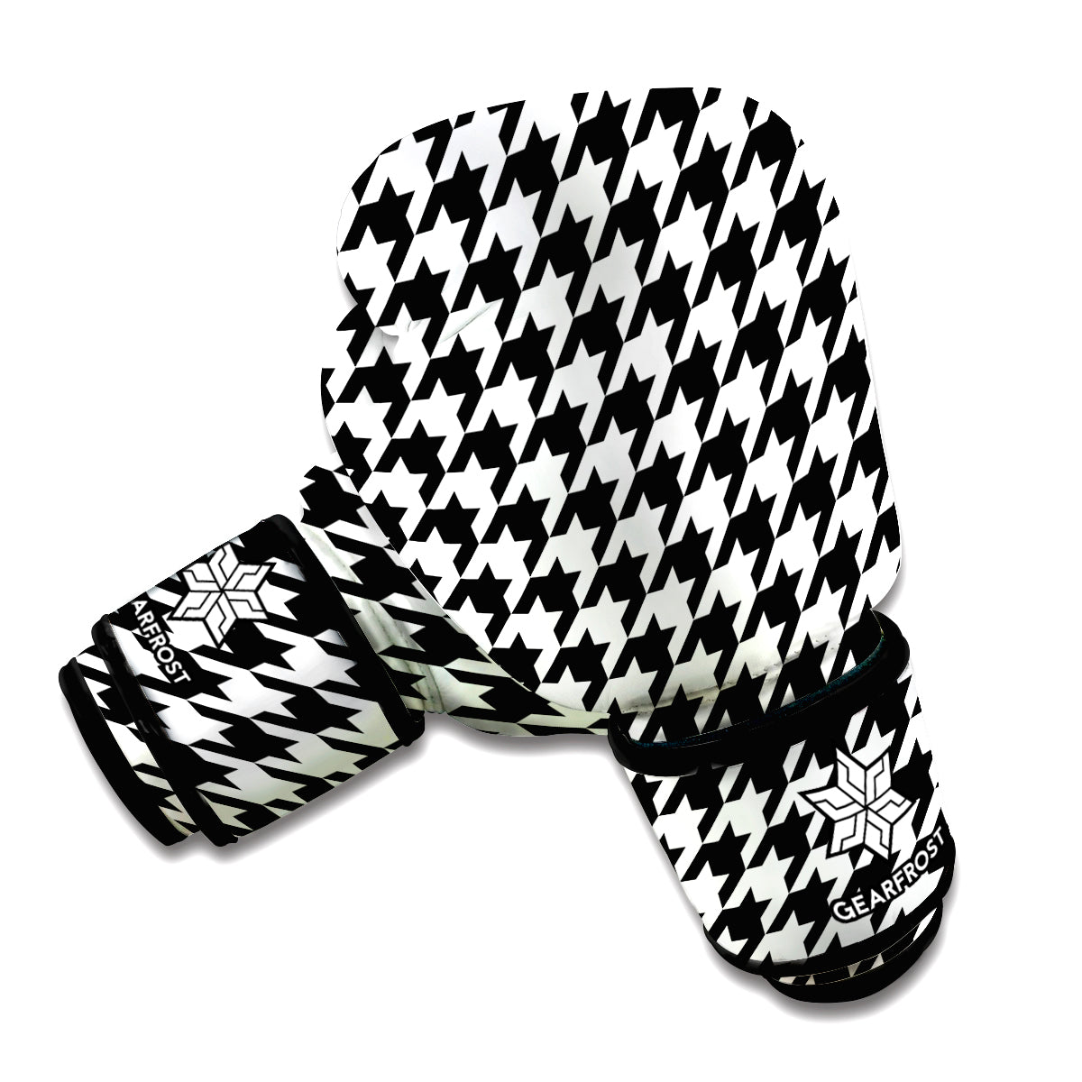 Black And White Houndstooth Print Boxing Gloves