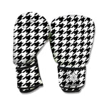 Black And White Houndstooth Print Boxing Gloves