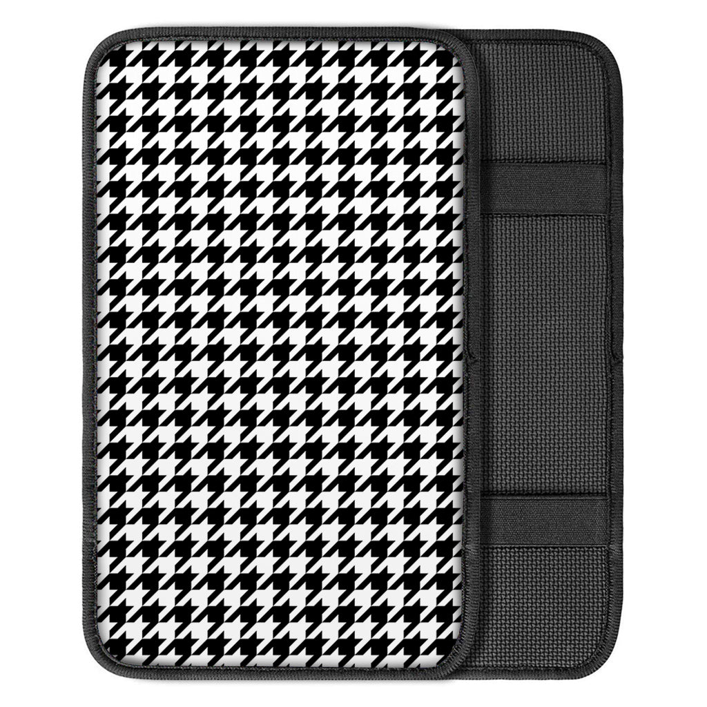 Black And White Houndstooth Print Car Center Console Cover