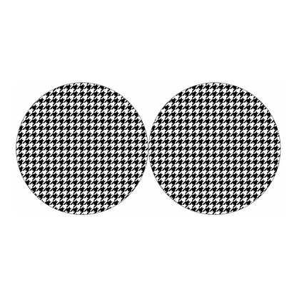 Black And White Houndstooth Print Car Coasters