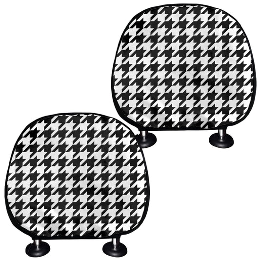 Black And White Houndstooth Print Car Headrest Covers
