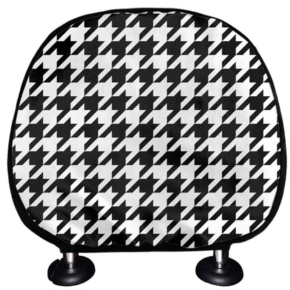 Black And White Houndstooth Print Car Headrest Covers