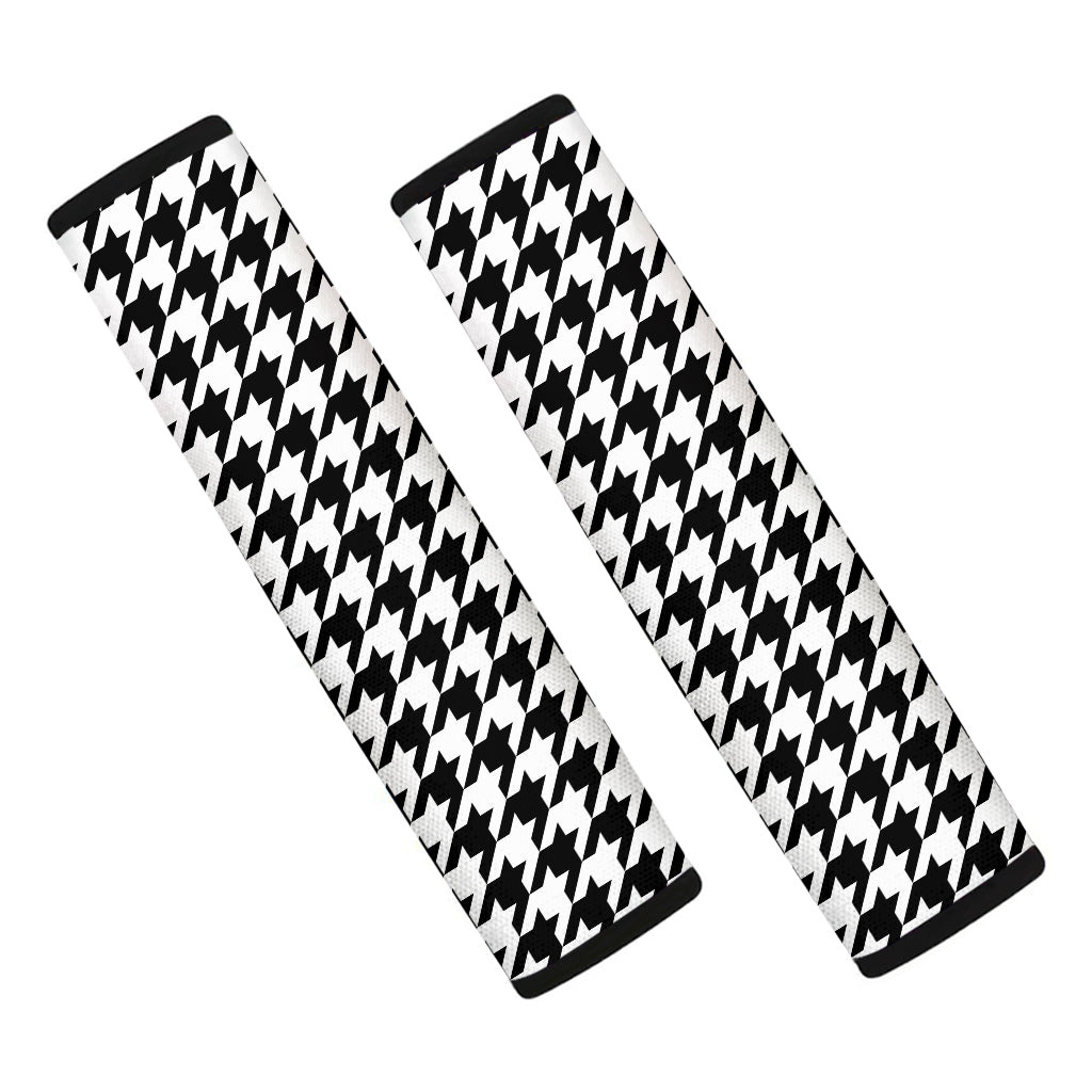 Black And White Houndstooth Print Car Seat Belt Covers