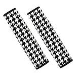 Black And White Houndstooth Print Car Seat Belt Covers