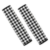 Black And White Houndstooth Print Car Seat Belt Covers