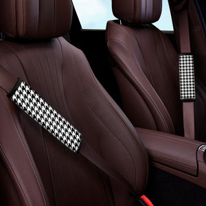 Black And White Houndstooth Print Car Seat Belt Covers