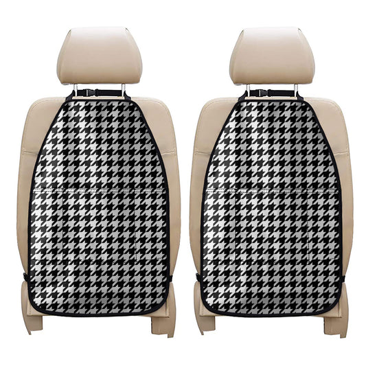 Black And White Houndstooth Print Car Seat Organizers