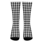 Black And White Houndstooth Print Crew Socks