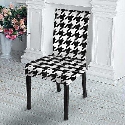 Black And White Houndstooth Print Dining Chair Slipcover