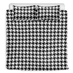 Black And White Houndstooth Print Duvet Cover Bedding Set