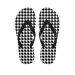 Black And White Houndstooth Print Flip Flops