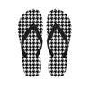 Black And White Houndstooth Print Flip Flops