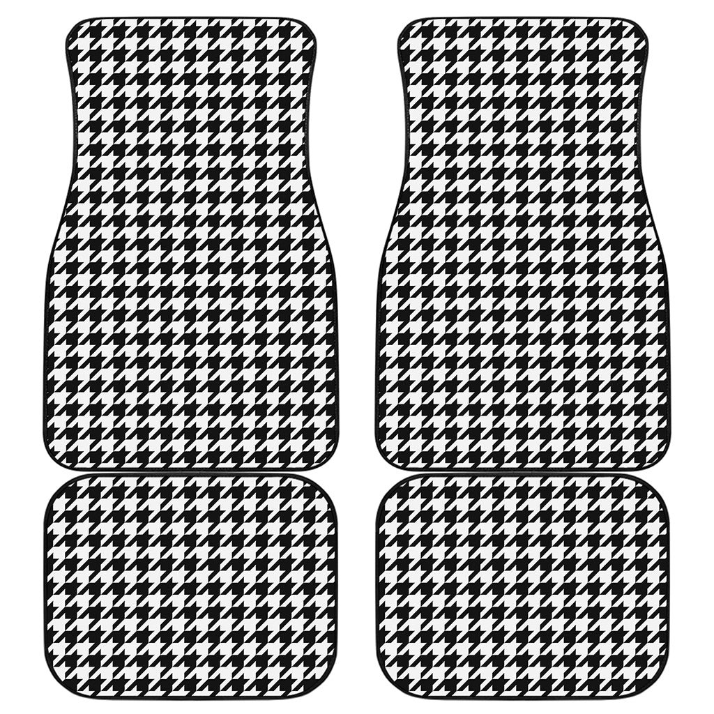 Black And White Houndstooth Print Front and Back Car Floor Mats