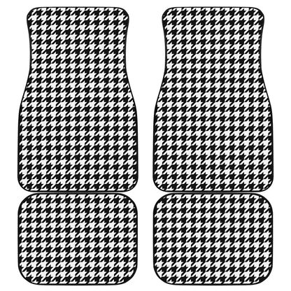 Black And White Houndstooth Print Front and Back Car Floor Mats