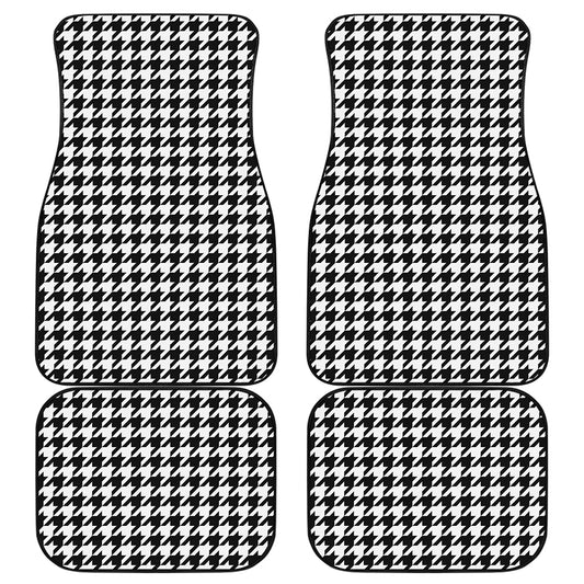 Black And White Houndstooth Print Front and Back Car Floor Mats