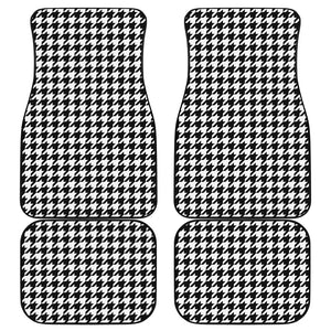 Black And White Houndstooth Print Front and Back Car Floor Mats